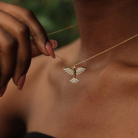 Gold Phoenix Necklace, 14K Gold