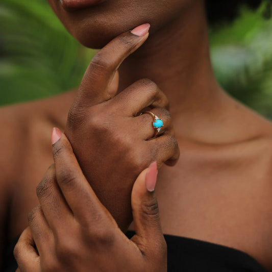 14K Gold Blue Ring