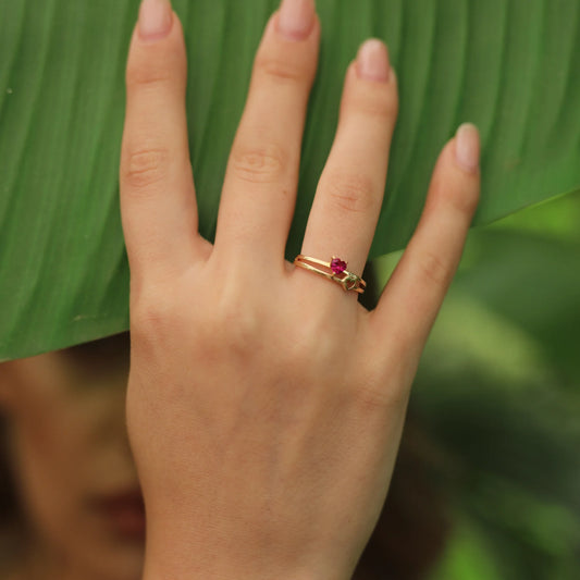 Double Heart Ring, 14K Gold