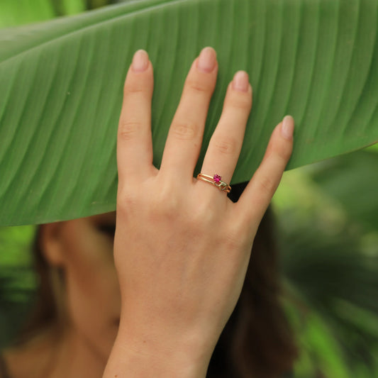 Double Heart Ring, 14K Gold