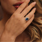 1.56 Carat Diamond Teardrop Sapphire Ring