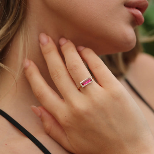 Pink Ruby Ring, 14K Gold