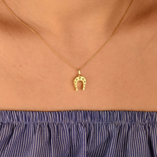 14K or 18K Gold Horseshoe Cremation Urn Necklace, Custom Horseshoe Name Pendant, Ash Holder Necklace