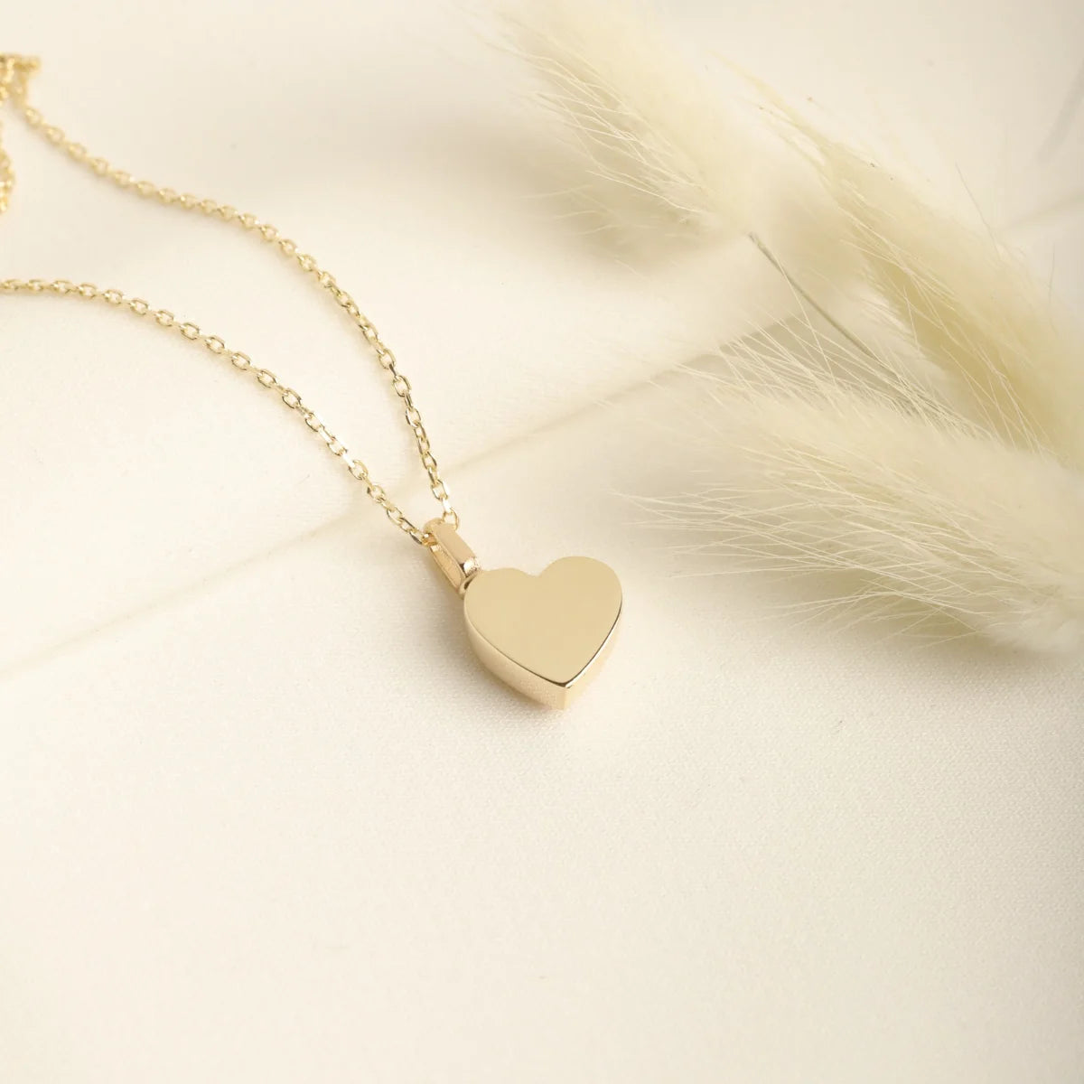 Gold Cremation Urn Heart Necklace, 14K or 18K Gold