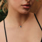 Baguette Gold Necklace with Blue Stone