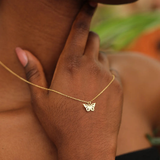 Butterfly Necklace, 14K Gold