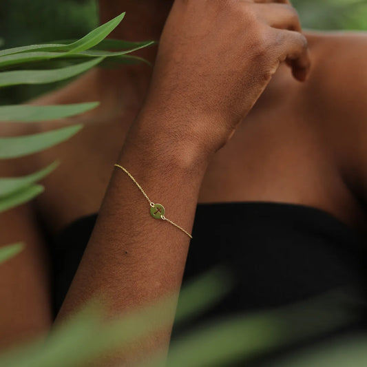 Round Cross Bracelet, 14K Gold