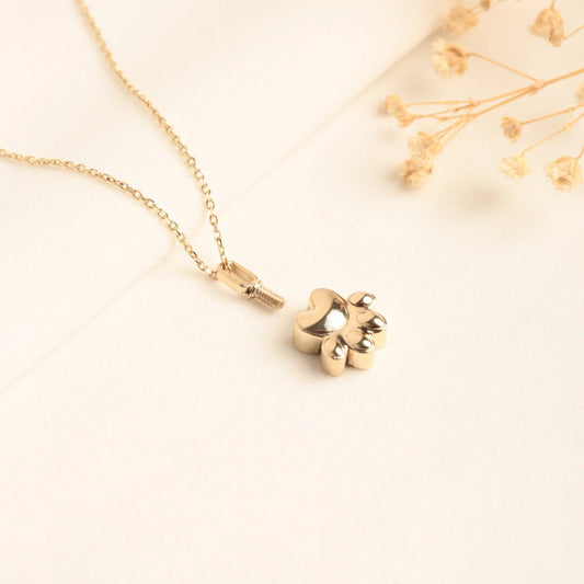 Gold Paw Necklace Pet Memorial Jewelry, Dog Ashes Necklace, Animal Lover Gift, Puppy Pendant, Tiny Paw Pendant, Gold Paw Necklace, Pet Ashes Jewelry