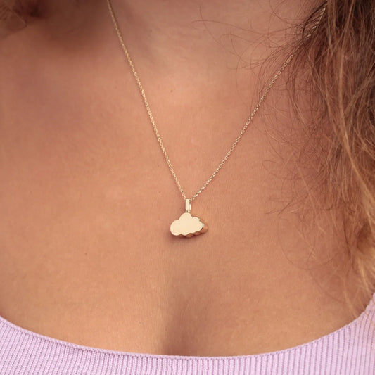 14K Gold Cloud Necklace, Cloudy Cremation Urn Necklace, Personalized Ash Holder Necklace, Gold Cloud Accessory Gift