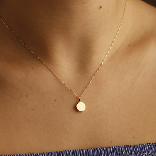 Solid Gold Disc Cremation Necklece, Custom Name Disc Necklace, 14K Gold Cremation Urn Necklace