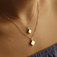 Gold Flower Necklace - 14K Real Gold Urn Necklace with Flower Pendant, Clover Necklace