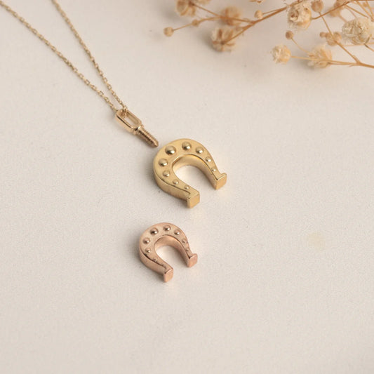 14K or 18K Gold Horseshoe Cremation Urn Necklace, Custom Horseshoe Name Pendant, Ash Holder Necklace