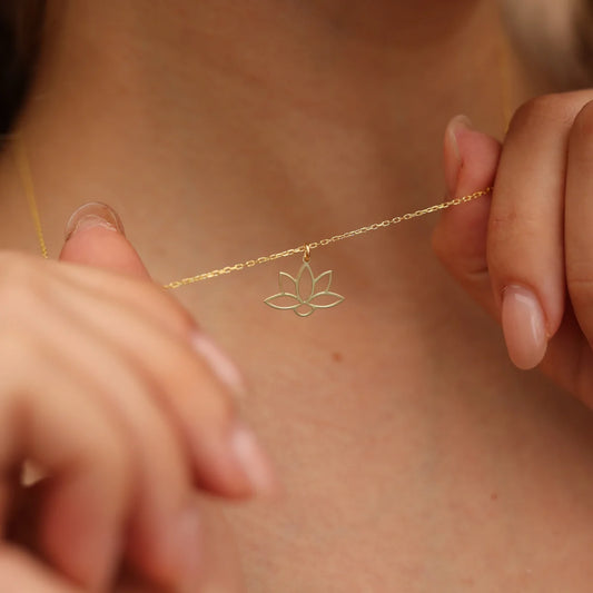 Lotus Necklace, 14K Gold