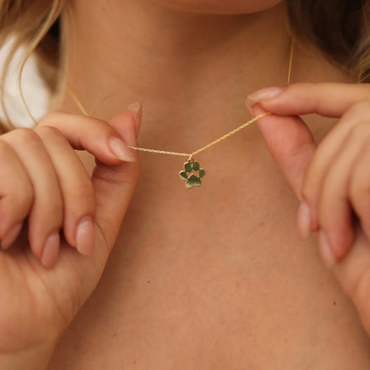 Single Paw Necklace, 14K Gold