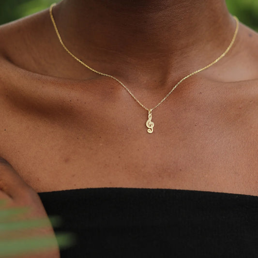 Treble Chef Necklace, 14K Gold